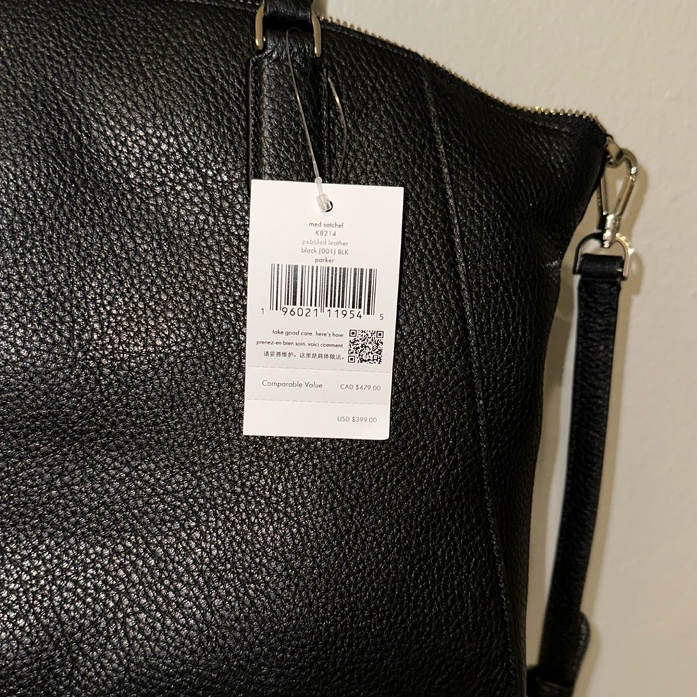 Kate Spade *Parker* black leather medium satchel classic crossbody bag K8214 - Picture 8 of 8